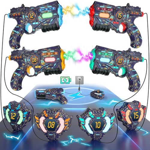 VATOS Wiederaufladbar Daten Echtzeit SYNC Laser Tag Pistole - Infrarot Lasertag mit 4 Pistolen 4 Westen mit leuchtendem Licht,Lazer Tag Spiel für Erwachsene,Laserpistolen Set von 4 für Jungen Mädchen VATOS Wiederaufladbar Daten Echtzeit SYNC Laser Tag Pistole - Infrarot Lasertag mit 4 Pistolen 4 Westen mit leuchtendem Licht,Lazer Tag Spiel für Erwachsene,Laserpistolen Set von 4 für Jungen Mädchen von VATOS