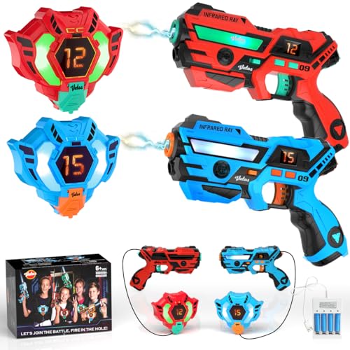 VATOS Wiederaufladbare Laser Tag Set 2 Packs - Echtzeit-Daten SYNC Infrarot Laser Tag Sets, 2 Spieler Lazer Tag Shooting Game für Kid Teen Alter 6-12 Jahre alt Spielen drinnen und draußen von VATOS