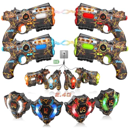 VATOS Wiederaufladbares Laser Tag Set mit 4 Spielern - 2.4GHz Daten Voll SYNC 4 Pistolen & 4 Westen, Geburtstagsspielzeug & Ideen Laser Tag Gun für Kinder Teen Erwachsene für Outdoor aktivitäten VATOS Wiederaufladbares Laser Tag Set mit 4 Spielern - 2.4GHz Daten Voll SYNC 4 Pistolen & 4 Westen, Geburtstagsspielzeug & Ideen Laser Tag Gun für Kinder Teen Erwachsene für Outdoor aktivitäten von VATOS