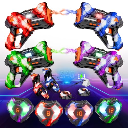 VATOS Wiederaufladbare Laser Tag Guns Set von 4-2.4GHz Data SYNC Display Laser Tag Gun mit Weste 4 Spieler, Infrarot Laser Tag Spiel für drinnen und draußen für Kinder Teen Alter 6-12+ Jahre alt VATOS Wiederaufladbare Laser Tag Guns Set von 4-2.4GHz Data SYNC Display Laser Tag Gun mit Weste 4 Spieler, Infrarot Laser Tag Spiel für drinnen und draußen für Kinder Teen Alter 6-12+ Jahre alt von VATOS