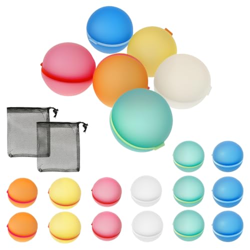 20 Stück Wasserbomben Magnet,Magnetische Wasserbomben Selbstschließend,Tragbar Wasserballoons mit Netzbeutel,Wiederverwendbare Silikon Wasserbomben für Strand,Poolpartys,Kinder Erwachsene (20PCS A) von VAVPUP