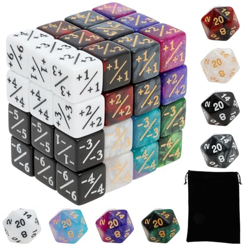 56-teiliges Würfelset mit dekorativem Acryl-Zähler für Magic The Gathering. Vielseitiger tragbarer MTG-Zähler für Partys zu Hause oder draußen(56PCS) von VAVPUP
