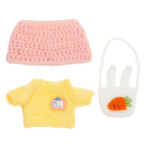Handgefertigte Häkel Miniatur Set,Häkelpuppenkleidung für 15-17cm Plush Puppen,Stilvolles Häkelpuppen Outfit mit Mütze,Pullover und Tasche, kreatives Geschenk zum Verkleiden und Dekorieren(Stil 2) Handgefertigte Häkel Miniatur Set,Häkelpuppenkleidung für 15-17cm Plush Puppen,Stilvolles Häkelpuppen Outfit mit Mütze,Pullover und Tasche, kreatives Geschenk zum Verkleiden und Dekorieren(Stil 2) von VAVPUP