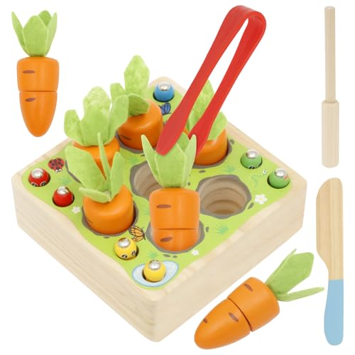 Karottenschneide Spielzeug,Baby Motorikspielzeug,Montessori Spielzeug,Lernspielzeug Karottenernte,Holzpuzzle Karottenernte Lernspielzeug,Schult Konzentration und Denkvermögen,Geschenk für Kinder(A) von VAVPUP