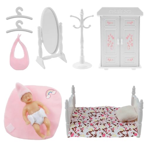 Mini Silicone Babypuppen Kit tragbares vielseitiges Neugeborene Babypuppen Set leicht zu reinigen Mini Realistic Neugeborene für Ihr Kind(Rosa) von VAVPUP