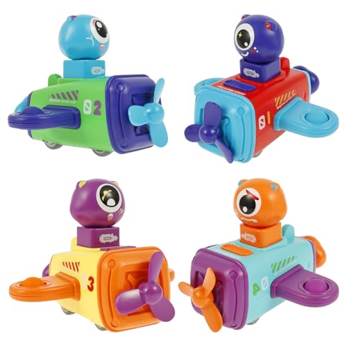 VAVPUP 4 Stück Spielzeugautos,ABS Spielzeugflugzeug mit Push Go Funktion Mehr Spaß und Kognitive Fähigkeiten,Tragbar Autos Kinderspielzeug für Reisen,Geschenk für Kinder(4PCS) von VAVPUP