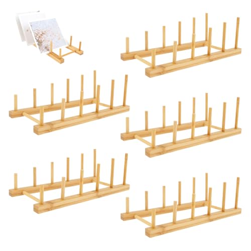 VAVPUP 5 teiliger Puzzle Präsentationsständer aus Holz,großer Puzzle Halter, Aufbewahrungs Organizer Regal,multifunktionales Küchen-Geschirrregal für Kinder Erwachsene Aufbewahrung(Holzfarbe) von VAVPUP