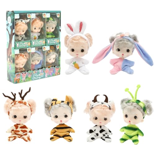 VAVPUP 6 Stück Mini Babypuppen,Baby Mini Puppen,Süße Babypuppe mit Verstellbarer Haltung, Waschbares PVC Material,Realistische Babypuppen für Mädchen Jungen Geburtstag(Stil 1) von VAVPUP
