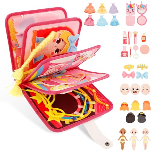 VAVPUP Busy Board für Kleinkinder,Prinzessinnen Spielset für Mädchen,Sicheres und Tragbares Lernbrett für Kleinkinder,Interessantes Lernspielzeug für unterwegs für Kinder, Mädchen(A) von VAVPUP