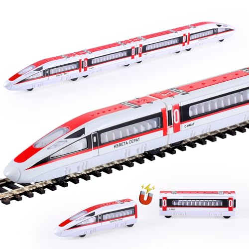 VBACALA 4 pcs Eisenbahn Kinder Zug Spielzeug Eisenbahn Spielzeug,Zug mit magnetischer Verbindung Züge für Holzschienen,Lokomotive mit Rückzugskraft 2 Lokomotiven Kompatibel mit Magnetbahnwagen VBACALA 4 pcs Eisenbahn Kinder Zug Spielzeug Eisenbahn Spielzeug,Zug mit magnetischer Verbindung Züge für Holzschienen,Lokomotive mit Rückzugskraft 2 Lokomotiven Kompatibel mit Magnetbahnwagen von VBACALA
