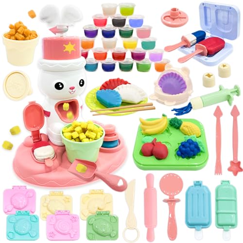 VBACALA 64 PCS Knete Zubehör für Kinder, Popcornmaschine Set, Kitchen Creations Eismaschine, Zucker, Obst Mit Knetwerkzeug, 24 Dosen Knetmasse Ab 3 Jahre Geschenk VBACALA 64 PCS Knete Zubehör für Kinder, Popcornmaschine Set, Kitchen Creations Eismaschine, Zucker, Obst Mit Knetwerkzeug, 24 Dosen Knetmasse Ab 3 Jahre Geschenk von VBACALA