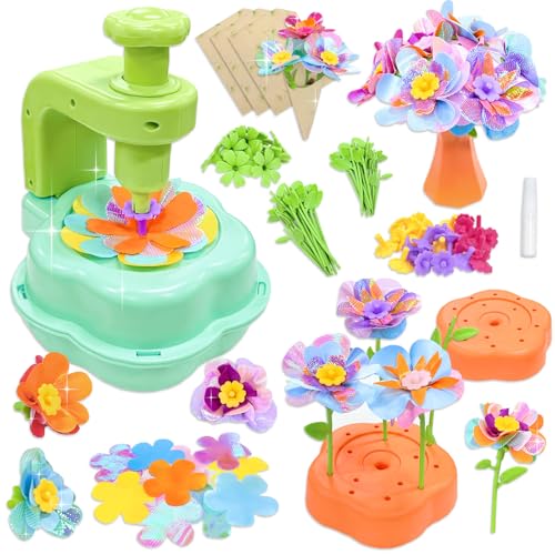 VBACALA DIY Blumenstrauß Spielzeug 145 Stück Steckblumen Spielzeug,Bunt Blumen Basteln Vase mit Blumentopf Formen,Bastelset Kinder ab 3 Jahre Mädchen Weihnachten Geburtstag Geschenk von VBACALA