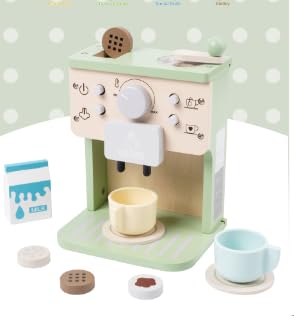 VBACALA Kaffeemaschine Kinder Holz mit Sound & Tasten,Kinderküche Zubehör Stoffkuchen & Croissant,Kaffeemühle -spielküche Set für Kinder Küche, Geschenke für Jungen und Mädchen ab 3 Jahre von VBACALA