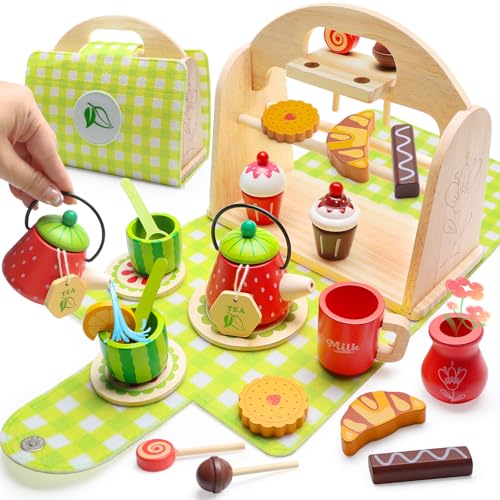 VBACALA Kinderküche Teeservice Kinder,Holz Kinderküche Zubehör,23 Teiliges Spielküche Zubehör mit Holzkoffer,Rollenspiel Outdoor Spielzeug Nachmittagstee Geschenk für Jungen Mädchen 3 4 5 Jahre (grün) VBACALA Kinderküche Teeservice Kinder,Holz Kinderküche Zubehör,23 Teiliges Spielküche Zubehör mit Holzkoffer,Rollenspiel Outdoor Spielzeug Nachmittagstee Geschenk für Jungen Mädchen 3 4 5 Jahre (grün) von VBACALA
