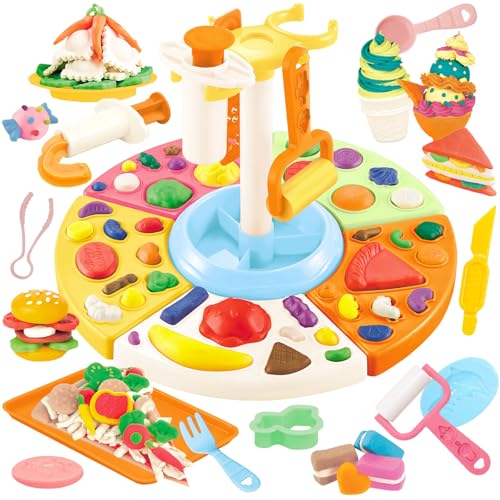 VBACALA Knete Set,Kinderknete Kitchen Creations Pizza Maschine Spielset mit 53 Stück Knete Zubehör Küche Werkzeuge24 Dosen Knetmasse,Knete ab 3 Jahre für Jungen und Mädchen VBACALA Knete Set,Kinderknete Kitchen Creations Pizza Maschine Spielset mit 53 Stück Knete Zubehör Küche Werkzeuge24 Dosen Knetmasse,Knete ab 3 Jahre für Jungen und Mädchen von VBACALA