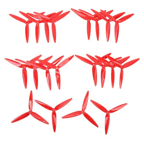 VBESTLIFE Leichte 3-Paddel-Propeller aus Polycarbonat, CW-CCW-Requisiten für 7-Zoll- und 8-Zoll-FPV-Drohnen (Rot) von VBESTLIFE