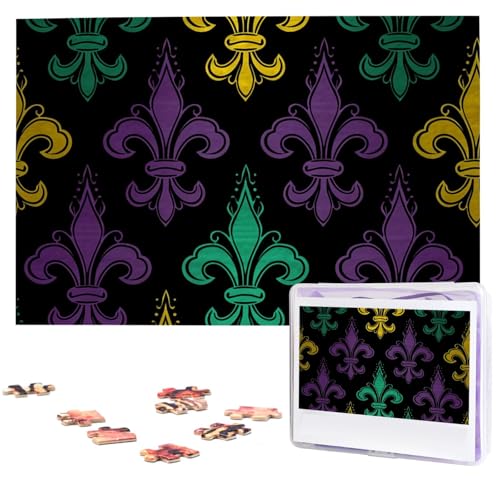 Puzzle für Erwachsene, 1000 Teile, Holzpuzzle, moderne Kunst, 3D-Puzzle, Fleur de Lis, Mardi Gras, anspruchsvolle Puzzles, individuelles Bild, Puzzle, personalisiertes Fotopuzzle für Geschenk, Familie von VBNTY