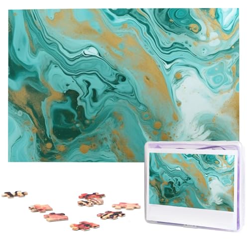 Puzzle für Erwachsene, 1000 Teile, Holzpuzzle, moderne Kunst, Puzzle, Blaugrün und Gold, Marmor, anspruchsvolle Puzzles, individuelles Bild, Puzzle, personalisiertes Fotopuzzle für Geschenk, Familie Puzzle für Erwachsene, 1000 Teile, Holzpuzzle, moderne Kunst, Puzzle, Blaugrün und Gold, Marmor, anspruchsvolle Puzzles, individuelles Bild, Puzzle, personalisiertes Fotopuzzle für Geschenk, Familie von VBNTY