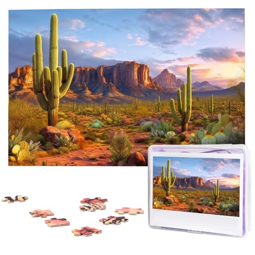 Puzzle für Erwachsene, 1000 Teile, Holzpuzzle, moderne Kunst, Puzzle, Kaktus-Landschaft, herausfordernde Puzzles, individuelles Bild, Puzzle, personalisiertes Fotopuzzle für Geschenk, Familie von VBNTY