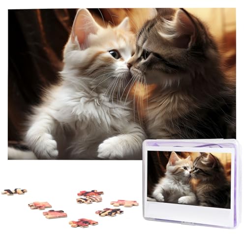 Puzzle für Erwachsene, 1000 Teile, Holzpuzzle, moderne Kunst, Puzzle, Katzenkuss, herausfordernde Puzzle, individuelles Bild, Puzzle, personalisiertes Fotopuzzle für Geschenk, Familie von VBNTY