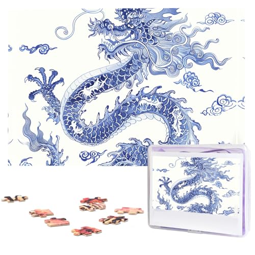 Puzzle für Erwachsene, 1000 Teile, Holzpuzzle, moderne Kunst, Puzzle, blauer und weißer Drache, herausfordernde Puzzles, individuelles Bild, Puzzle, personalisiertes Fotopuzzle für Geschenk, Familie Puzzle für Erwachsene, 1000 Teile, Holzpuzzle, moderne Kunst, Puzzle, blauer und weißer Drache, herausfordernde Puzzles, individuelles Bild, Puzzle, personalisiertes Fotopuzzle für Geschenk, Familie von VBNTY