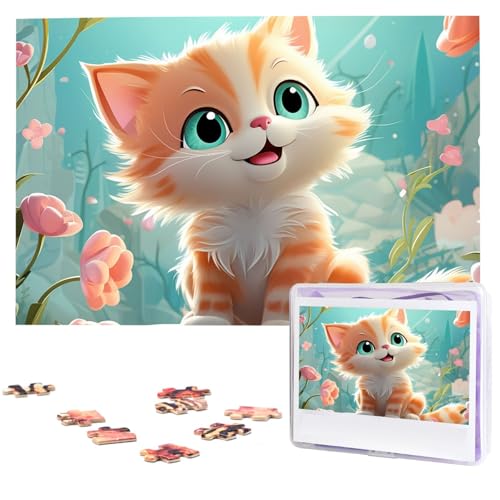 Puzzle für Erwachsene, 1000 Teile, Holzpuzzle, moderne Kunst, Puzzle, niedliche Katzen, herausfordernde Puzzles, individuelles Bild, Puzzle, personalisiertes Fotopuzzle für Geschenk, Familie von VBNTY