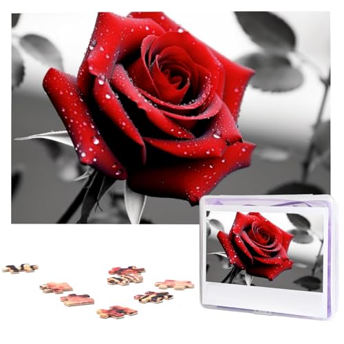 Puzzle für Erwachsene, 1000 Teile, Holzpuzzle, moderne Kunst, Puzzle, schwarz-weiß, rote Rose, anspruchsvolle Puzzles, individuelles Bild, Puzzle, personalisiertes Fotopuzzle für Geschenk, Familie Puzzle für Erwachsene, 1000 Teile, Holzpuzzle, moderne Kunst, Puzzle, schwarz-weiß, rote Rose, anspruchsvolle Puzzles, individuelles Bild, Puzzle, personalisiertes Fotopuzzle für Geschenk, Familie von VBNTY