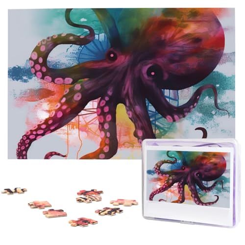 Puzzle für Erwachsene, 1000 Teile, Holzpuzzle, moderne Kunst, abstrakt, bunt, Oktopus, herausfordernde Puzzles, individuelles Bild, Puzzle, personalisiertes Fotopuzzle für Geschenk, Familie Puzzle für Erwachsene, 1000 Teile, Holzpuzzle, moderne Kunst, abstrakt, bunt, Oktopus, herausfordernde Puzzles, individuelles Bild, Puzzle, personalisiertes Fotopuzzle für Geschenk, Familie von VBNTY