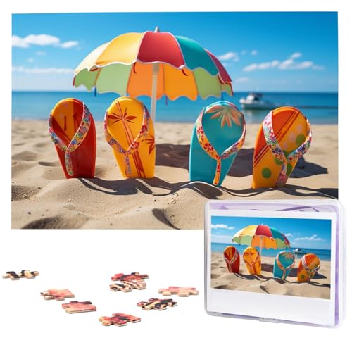 Puzzle für Erwachsene, 1000 Teile, Holzpuzzle, moderne Kunst, bunt, Flip-Flops, Strandball, anspruchsvolle Puzzles, individuelles Bild, Puzzle, personalisiertes Fotopuzzle für Geschenk, Familie Puzzle für Erwachsene, 1000 Teile, Holzpuzzle, moderne Kunst, bunt, Flip-Flops, Strandball, anspruchsvolle Puzzles, individuelles Bild, Puzzle, personalisiertes Fotopuzzle für Geschenk, Familie von VBNTY