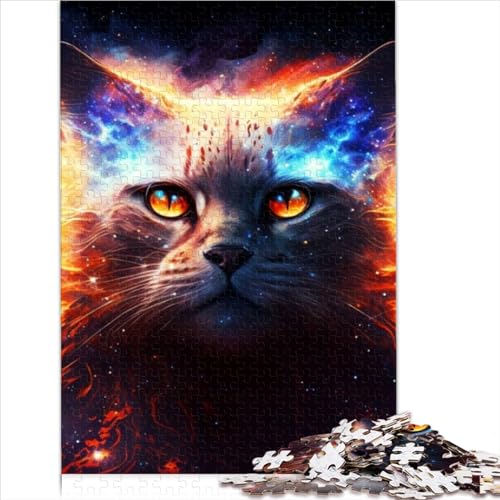 1000 Teile Puzzle Paint Fire Cat Face Puzzles für Kinder Holzpuzzles Puzzles für Kindergeschenke 1000 Stück (75x50cm) von VCHICS