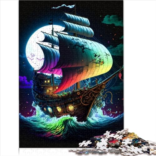 1000 Teile Puzzles für Erwachsene Piratenschiff buntes Puzzle für Erwachsene Kinder Holzpuzzles Lernpuzzle Familienspiel 1000 Teile (75 x 50 cm) von VCHICS