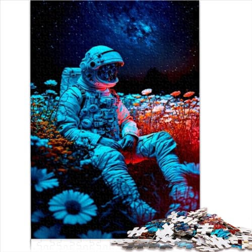 1000 teiliges Puzzle Astronauten und Blumenpuzzle für Kinder Holzpuzzle Lernspiele für Erwachsene und Kinder 1000 Teile (75 x 50 cm) von VCHICS