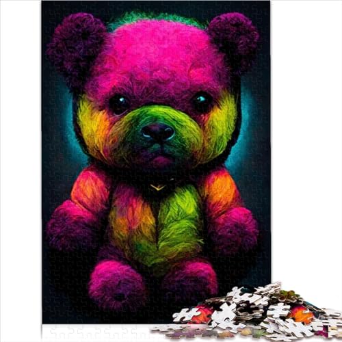 1000 teiliges Puzzle für Erwachsene Neon Teddybär Puzzle für Erwachsene Holzpuzzle Puzzle für Erwachsene Geschenke 1000 Stück (75 x 50 cm) von VCHICS