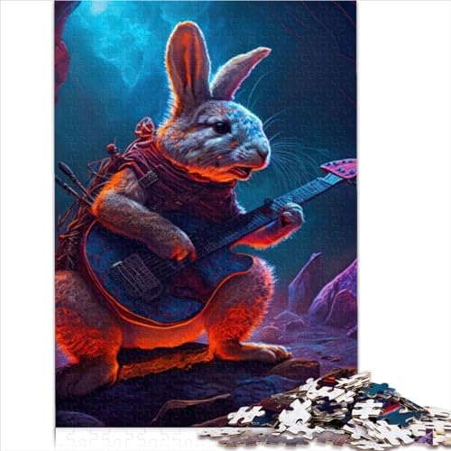 1000 teiliges Puzzle für Erwachsene Puzzle Kaninchen Gitarre Tier Puzzle für Erwachsene Holzpuzzle Lernspiel Herausforderungsspielzeug 1000 Stück (75 x 50 cm) von VCHICS