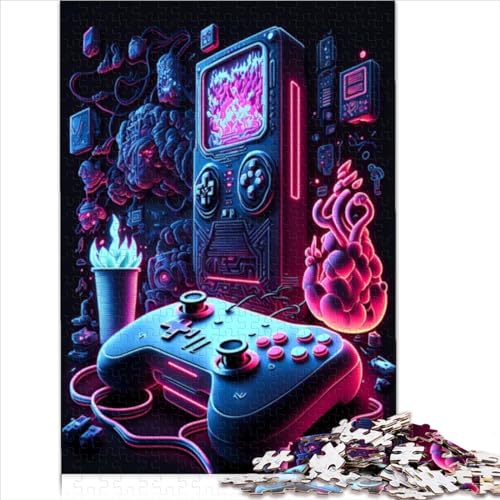 500 teiliges Puzzle Gaming Neon Rechteck Puzzles für Erwachsene und Kinder Holzpuzzles Familienaktivitäten 500 Teile (52 x 38 cm) von VCHICS