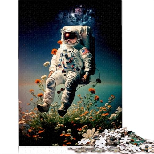 500 teiliges Puzzle für Erwachsene Astronauten und Blumenpuzzle für Erwachsene und Kinder Holzpuzzle Weihnachts und Geburtstagsgeschenke 500 Teile (52 x 38 cm) von VCHICS