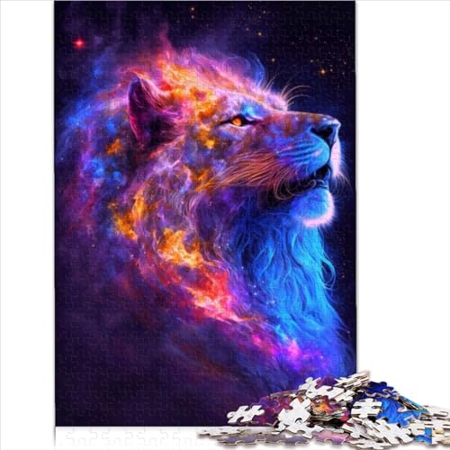 500 teiliges Puzzle für Erwachsene Tier Löwe Galaxie Puzzle Holzpuzzle Lernspielzeug 500 Stück (52 x 38 cm) von VCHICS