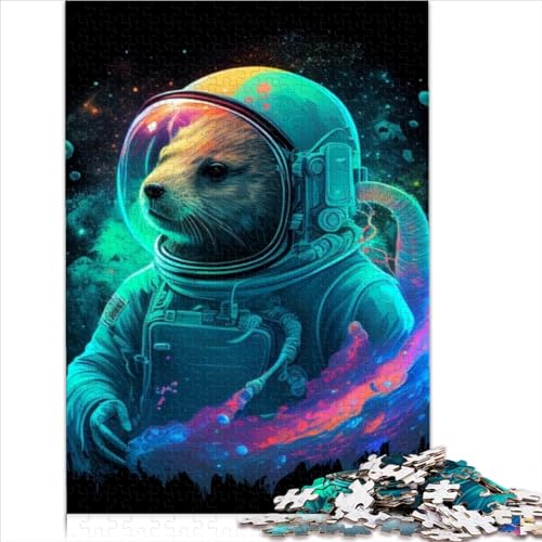 Puzzles für Erwachsene 1000 Puzzles Otter Astronauten Puzzle für Erwachsene Holzpuzzles tolles Geschenk für Erwachsene 1000 Teile (75 x 50 cm) von VCHICS