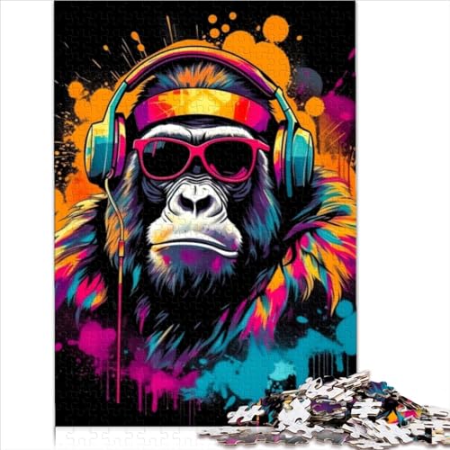 Puzzles für Erwachsene 500 Affen DJ Musik Puzzles für Erwachsene Holzpuzzles Spaß bei Aktivitäten zu Hause Geburtstagsgeschenk Reisegeschenke 500 Stück (52 x 38 cm) von VCHICS