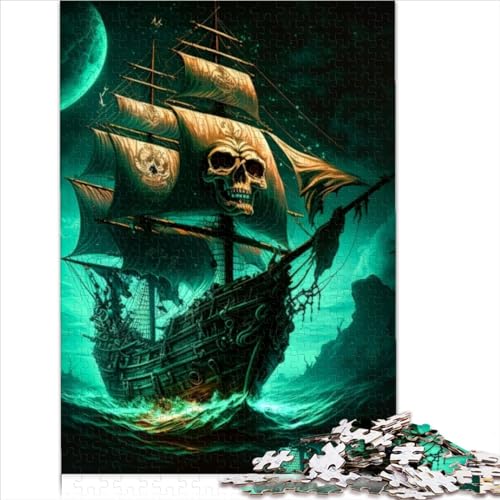 Puzzles für Erwachsene 500 Puzzles Totenkopf Piratenschiff für Erwachsene Kinder Holzpuzzles Erwachsene Puzzles Geschenke 500 Stück (52 x 38 cm) von VCHICS