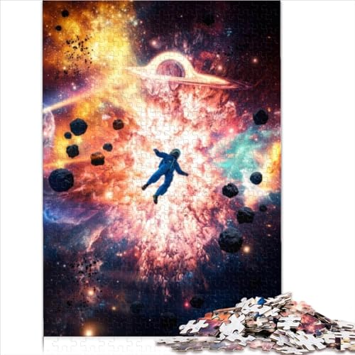 Weltraumexplosion Astronaut 500 Puzzle Holzpuzzles Jugendliche und Erwachsene Kreatives Puzzle Lernspiel Puzzles für Familie und Freunde 500 Teile (52 x 38 cm) von VCHICS