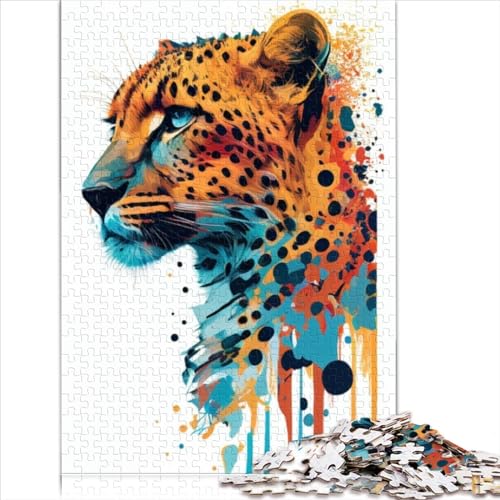 für Erwachsene 500 teiliges Jaguar Aquarell Tierpuzzle für Erwachsene Holzpuzzle tolles Geschenk für Erwachsene 500 Teile (52 x 38 cm) von VCHICS