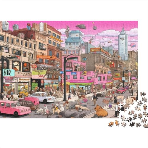 Realistischer Cartoon 1000 Teile Stadtleben Erwachsene Puzzle Lernspiel Wohnkultur Geburtstag Geschicklichkeitsspiel Für Die Ganze Familie Stress Relief 1000pcs (75x50cm) von VCLUST