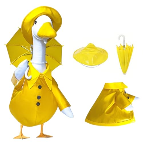 VCQIEO Veranda-Gans-Outfit für 58,4 cm Zement-Gans-Statue, Kleidung, Kunststoff-Regenmantel-Kostüme mit Hut und Regenschirm, Gartendekoration, Gans und Enten-Kostüm für Außenbereich, Rasen, Hof von VCQIEO