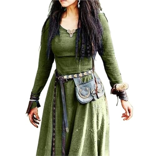 Mittelalterliches Kleid for Damen, langärmelig, Maxi-Robe, Vintage, Fee, Elfe, Renaissance, Gothic, Kleidung, Fantasy, Ballkleid(Green,L) von VCSZYAFX