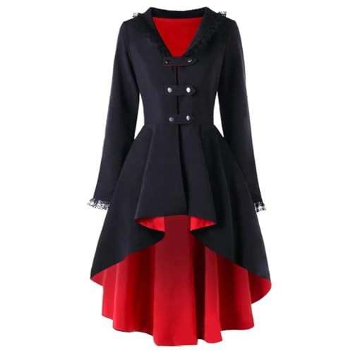 VCSZYAFX Elegantes Steampunk-Kleid, mittelalterlich, hoch, Frühling, Herbst, Damen, Tanz, Patry, Robe, Spitze, Pathcwork, Schwalbenschwanzkleid(Green,4XL) von VCSZYAFX