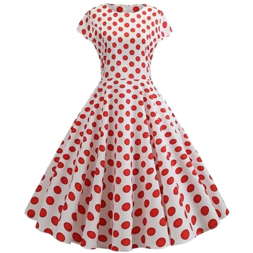 VCSZYAFX Frauen Blumendruck Sommerkleid Vintage Weibliche Kurzarm Retro Robe Rockabilly Party Kleider Vestidos(Color 01,S) von VCSZYAFX