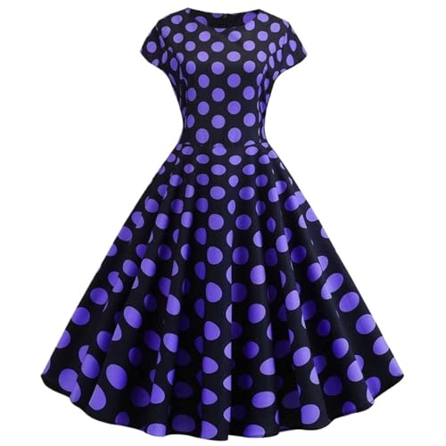 VCSZYAFX Frauen Blumendruck Sommerkleid Vintage Weibliche Kurzarm Retro Robe Rockabilly Party Kleider Vestidos(Color 03,S) von VCSZYAFX