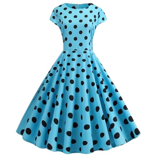 VCSZYAFX Frauen Blumendruck Sommerkleid Vintage Weibliche Kurzarm Retro Robe Rockabilly Party Kleider Vestidos(Color 04,M) von VCSZYAFX