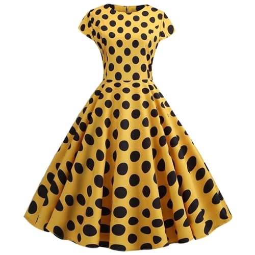 VCSZYAFX Frauen Blumendruck Sommerkleid Vintage Weibliche Kurzarm Retro Robe Rockabilly Party Kleider Vestidos(Color 05,S) von VCSZYAFX